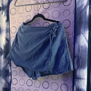 American Eagle Outfitters Denim Blue Skirt with White Dots